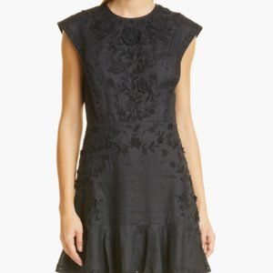 VERONICA BEARD Kerison Embroidered Minidress - Black - NWT - SIZE 4